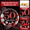 96 Pcs 50th Birthday Plates and Napkins Party Supplies 50 Years Old Birthday Party Tableware Set Red Black Dinner Dessert Plates 50th Birthday Decorations Favors for Man Women for 24 Guests